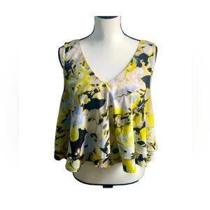 BAR III Black & Yellow Floral Tank
